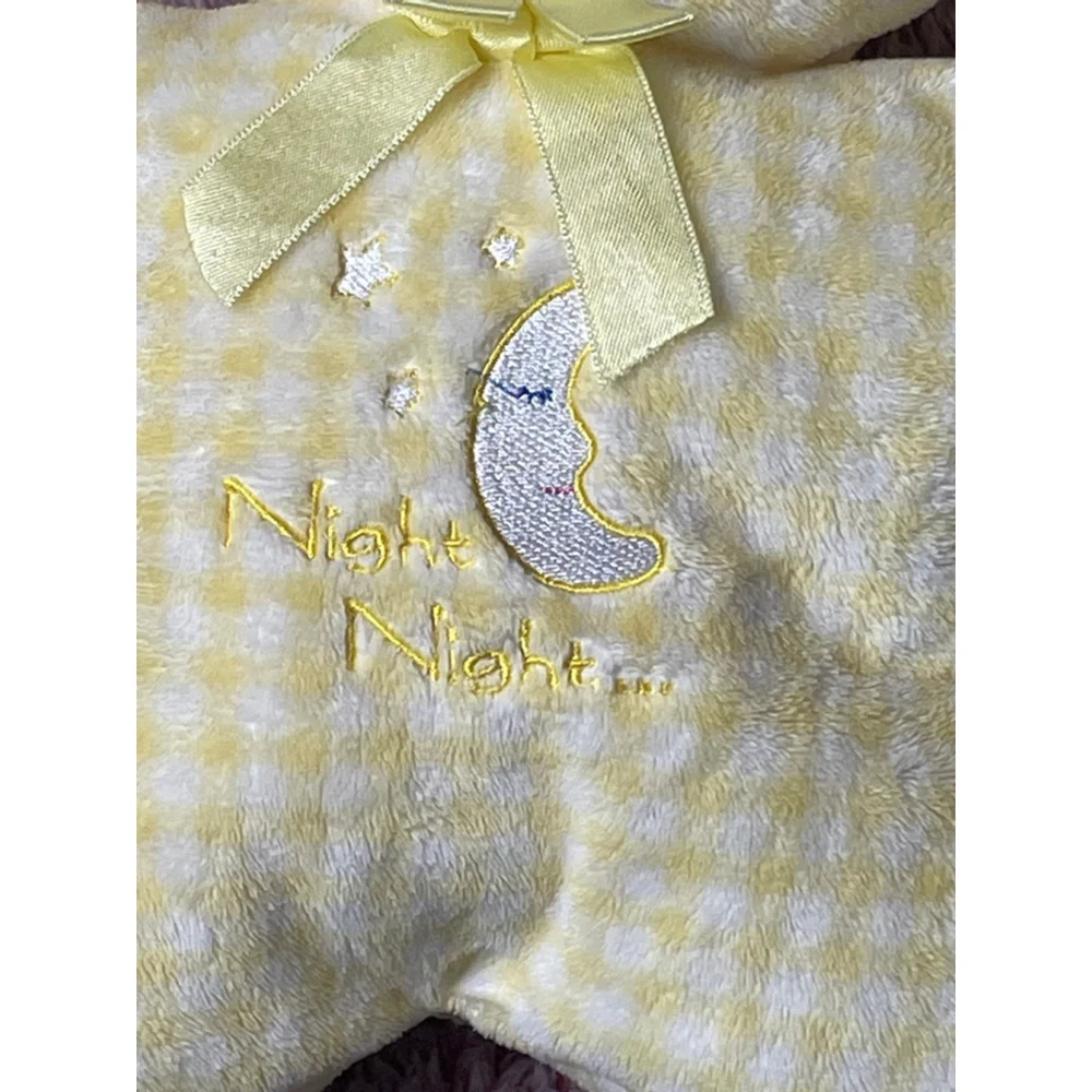 Vtg animal alley night night yellow gingham teddy bear stuffie lovie